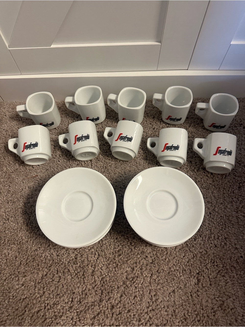 Vintage Segafredo Zanetti Espresso Cups & Saucers - Complete Set of 10